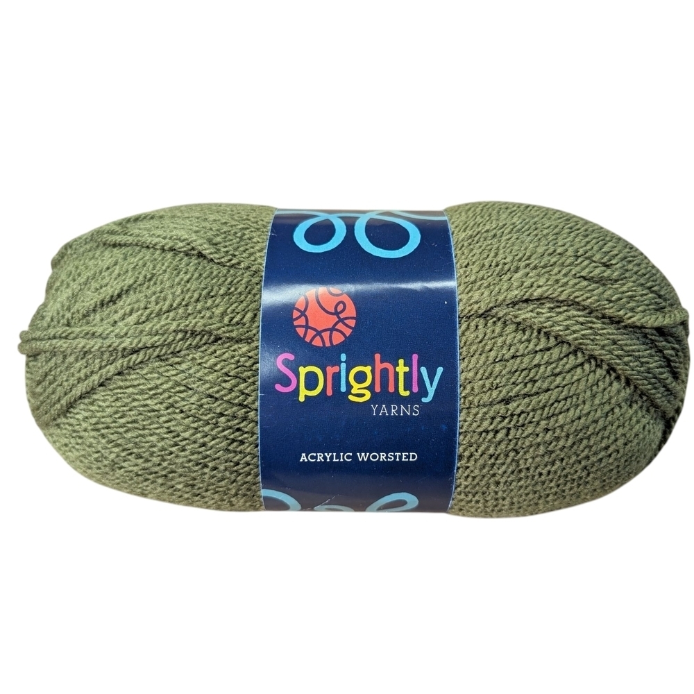 New Sprightly Yarns Dark Olive Green Acrylic Worsted Yarn 201 Yard Knit Crochet